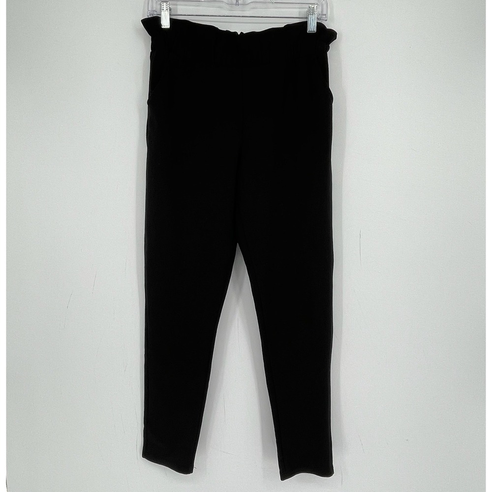 Kore Women's Black Stretch Paperbag Waist Tapered Leg Office Ankle Pants Size L